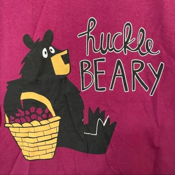 Lazy One Beery Bear Huckle Beary Faux Layered Tee Berry Colored Size S - Picture 4 of 8